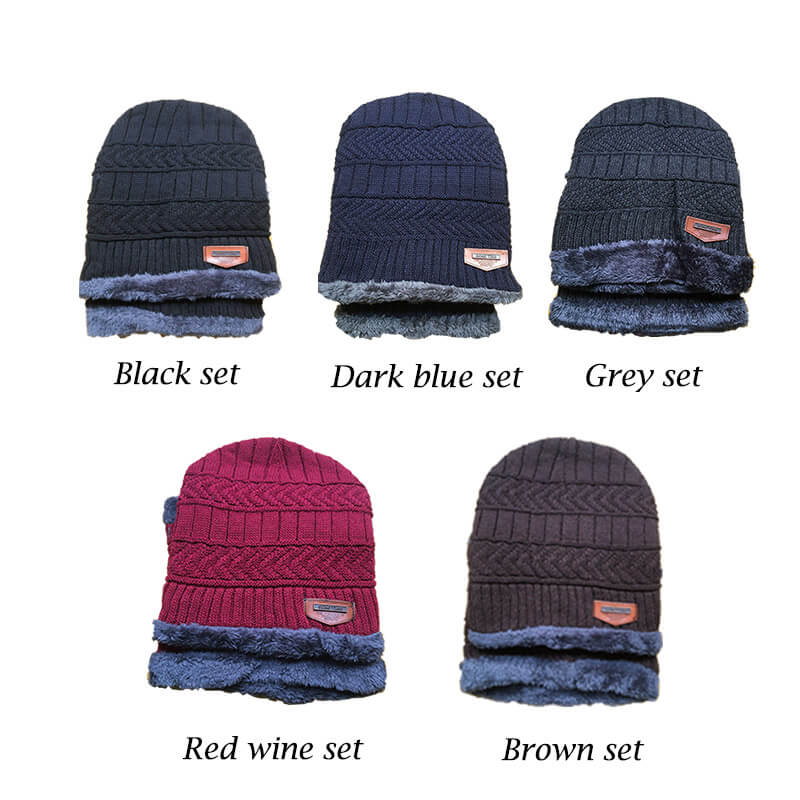 winter hat wholesale bulk knit hat coral fleece neck warmer