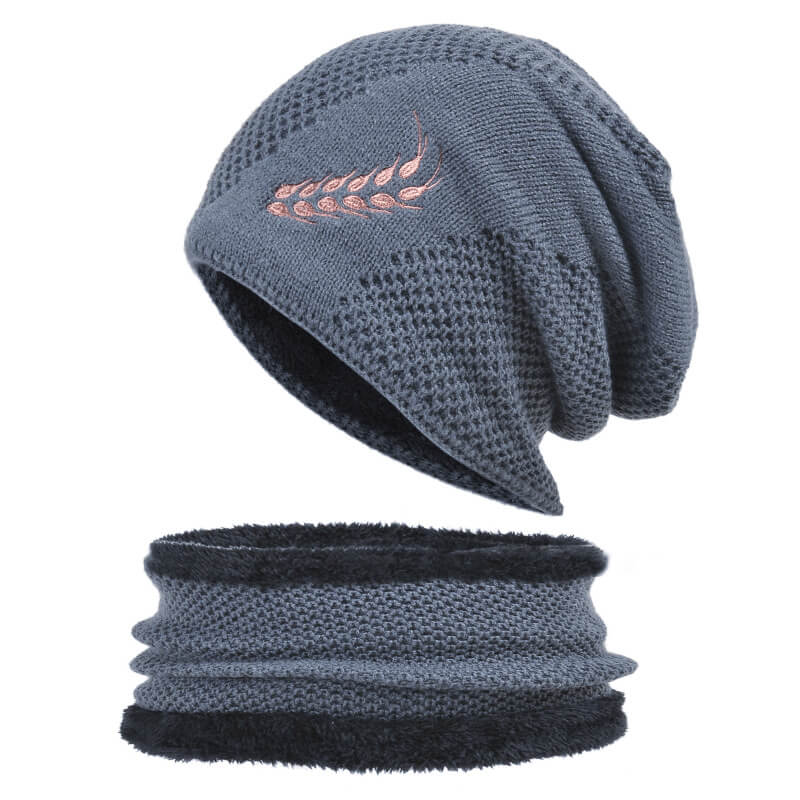 winter hat wholesale bulk knit hat coral fleece neck warmer