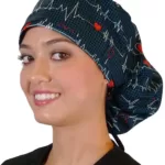 bouffant satin lined scrub caps custom logo bouffant hair surgical ponytail hats wholesale
