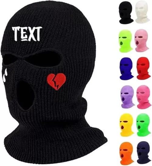 embroidery balaclava knitted custom logo full face ski distressed free pattern wholesale