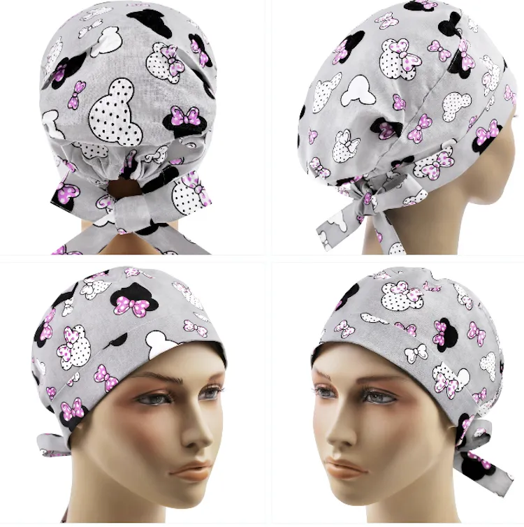 Cuffia Chirurgica Bouffant Con Paesaggio Monte Fuji, Fodera In Raso, Regolabile, Uomo/Donna, Taglia Unica, Nero