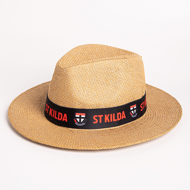 panama hat wide brim fedora with logo hatband