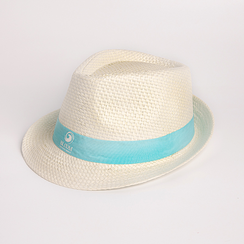 panama hat wide brim fedora with logo hatband