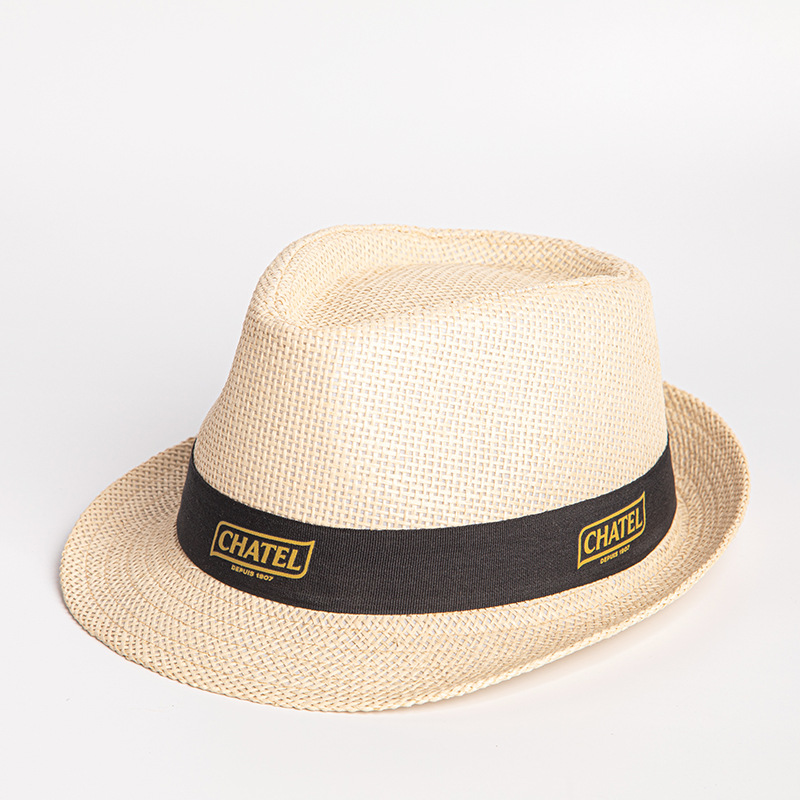 panama hat wide brim fedora with logo hatband