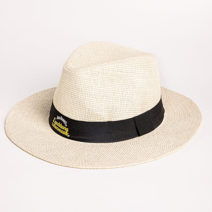 panama hat wide brim fedora with logo hatband