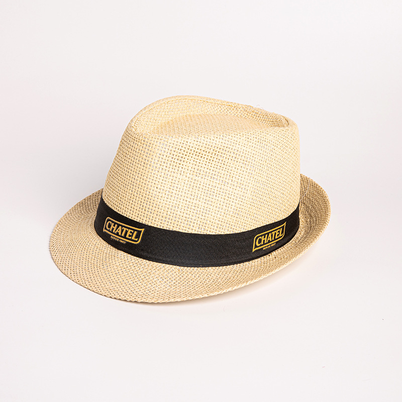 panama hat wide brim fedora with logo hatband