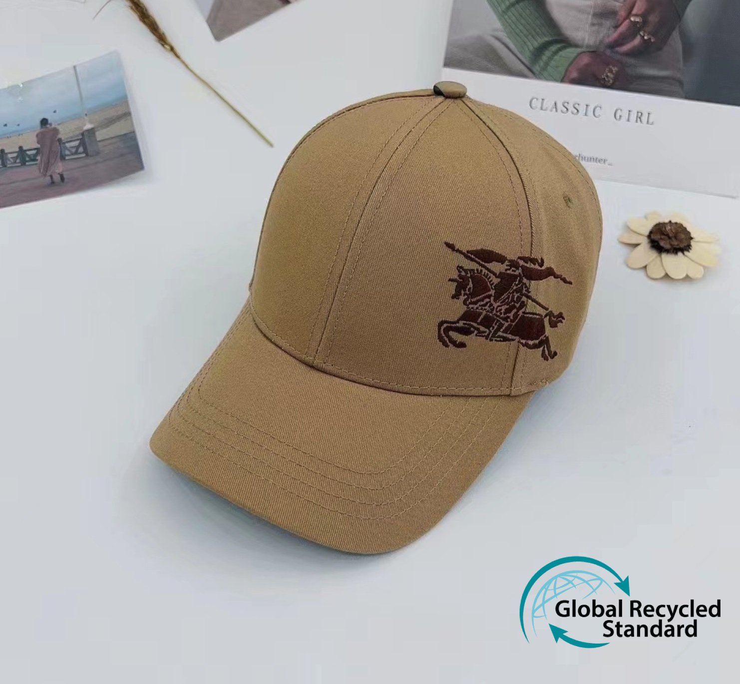 Eco Friendly Recycled Cotton Baseball Cap with Custom Logo Wholesale