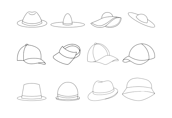 selección de tipos de sombrero hat types selection