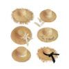 natural raffia straw Oval Top Hat Black ribbon