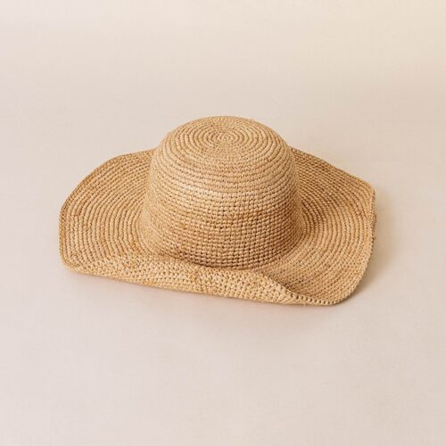 raffia straw hat custom metal wire frame brim