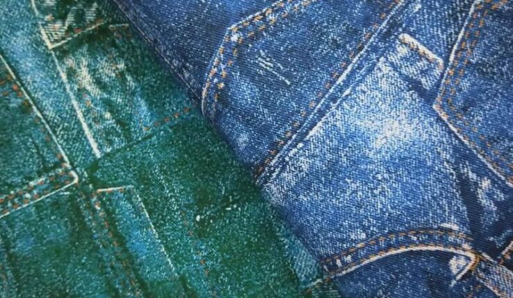Design de impressão de bolso tecido jeans desgastado lavado vintage