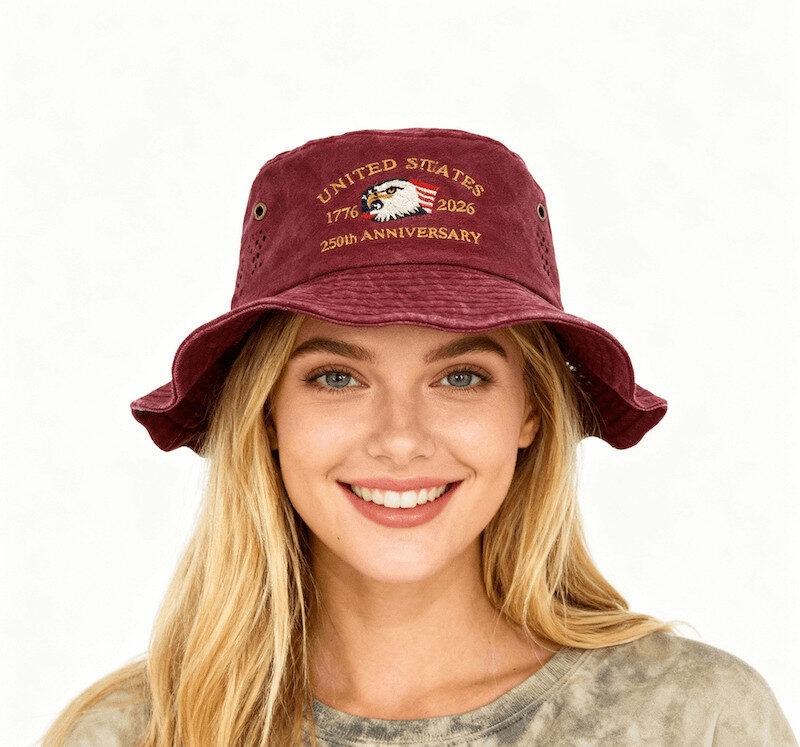 Chapeau seau personnalisable pour anniversaire de l'indépendance des États-Unis, vente en gros, chapeau en Denim d'aigle brodé pour marchandises patriotiques th US Independence Anniversary Customizable Wholesale Bucket Hat Embroidered Eagle Denim Hat for Patriotic Merchandise