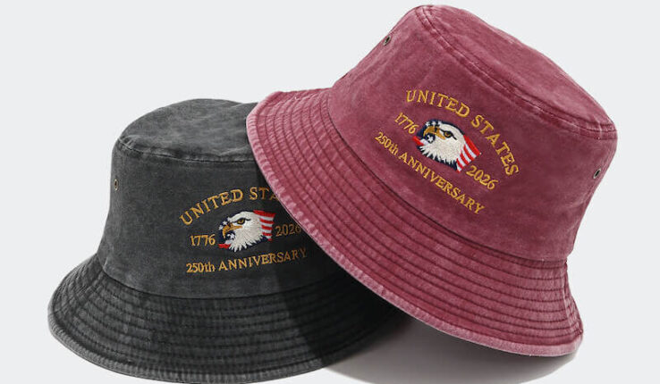 US 250th Anniversary Custom Bucket Hat Eagle Embroidered 1776–2026  Fisherman Cap Wholesale