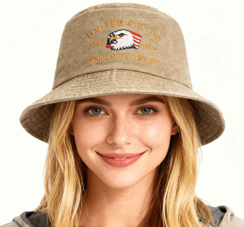Chapeau seau personnalisable pour anniversaire de l'indépendance des États-Unis, vente en gros, chapeau en Denim d'aigle brodé pour marchandises patriotiques th US Independence Anniversary Customizable Wholesale Bucket Hat Embroidered Eagle Denim Hat for Patriotic Merchandise