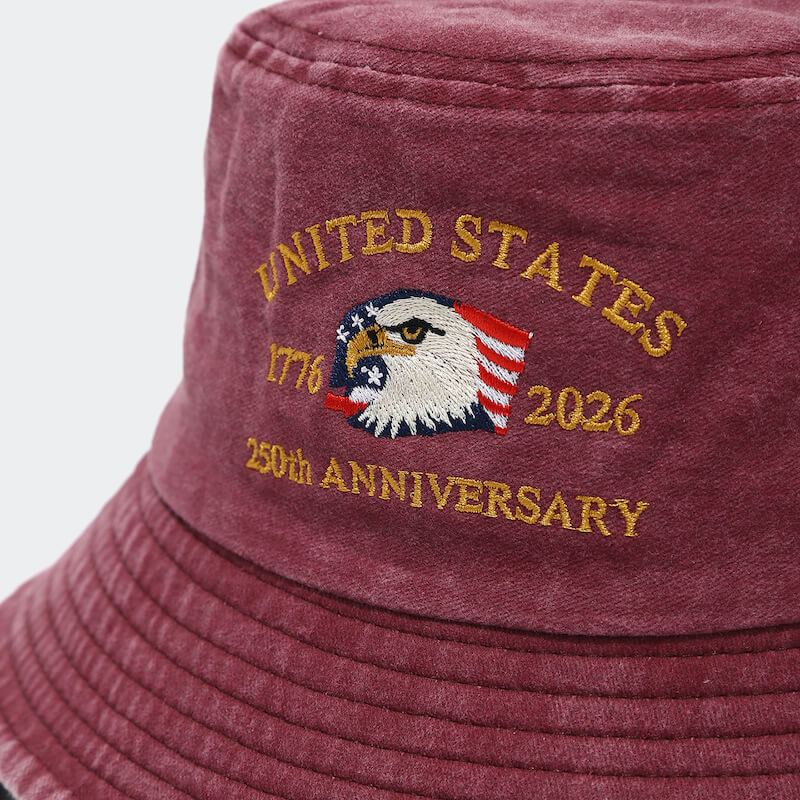 Chapeau seau personnalisable pour anniversaire de l'indépendance des États-Unis, vente en gros, chapeau en Denim d'aigle brodé pour marchandises patriotiques th US Independence Anniversary Customizable Wholesale Bucket Hat Embroidered Eagle Denim Hat for Patriotic Merchandise