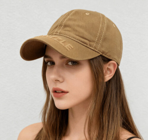 Custom Washed Distressed Cap with D Raised Puff Foam Reversed Embroidery(Atacado) KHAKI