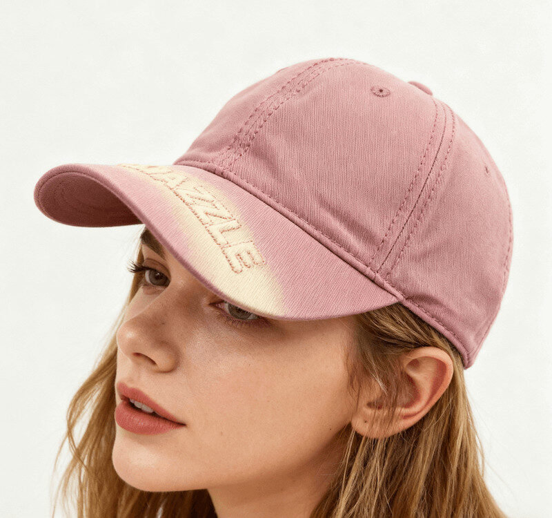 Custom Washed Distressed Cap with D Raised Puff Foam Reversed Embroidery(Wholesale) PINK