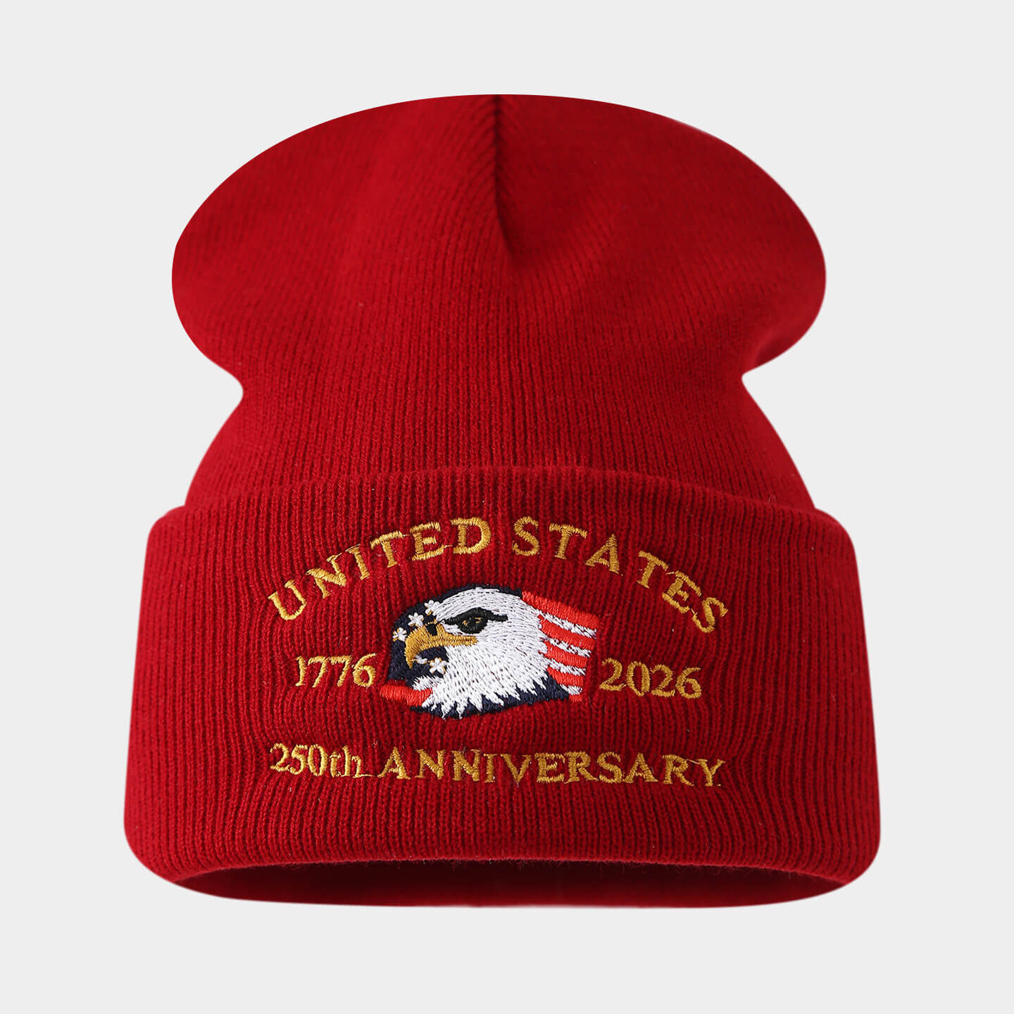 Gorro de punto bordado con águila personalizada, aniversario del décimo aniversario de EE. UU., venta al por mayor US th Anniversary Custom Beanie Eagle Embroidered Knitted Hat Wholesale