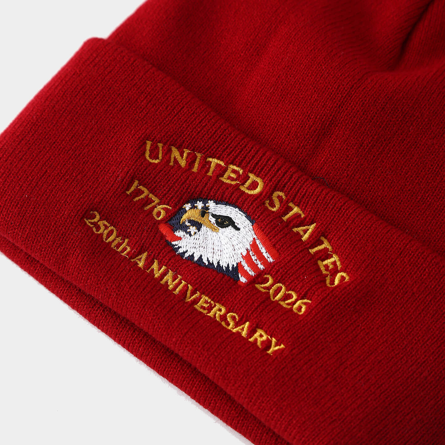 Gorro de punto bordado con águila personalizada, aniversario del décimo aniversario de EE. UU., venta al por mayor US th Anniversary Custom Beanie Eagle Embroidered Knitted Hat Wholesale