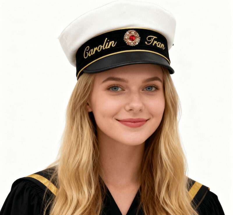 Custom Embroidered & Rhinestone Swedish High School Graduation Hats Wholesale