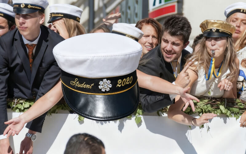 Custom Embroidered & Rhinestone Swedish High School Graduation Hats Wholesale