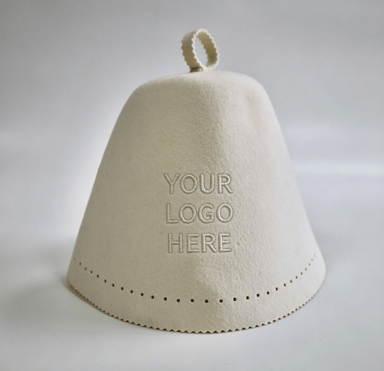 Custom wool sauna hats w logo embroidery wholesale color white