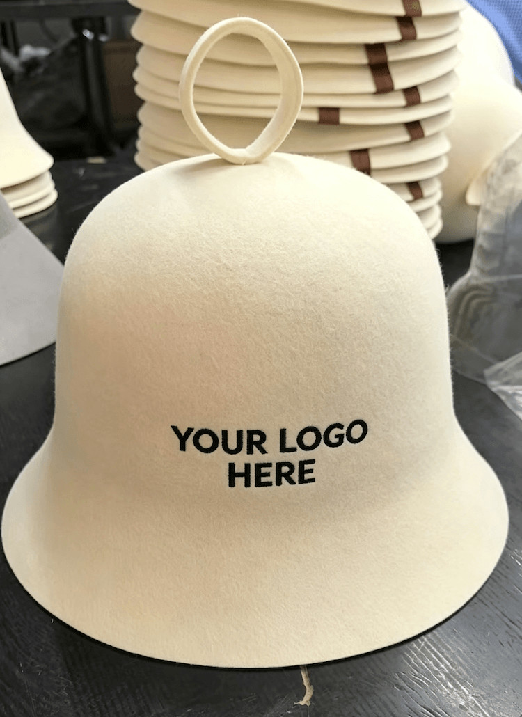 Custom wool sauna hats w logo embroidery wholesale sample