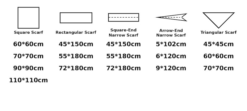 scarf size chart english () scarf size chart english ()
