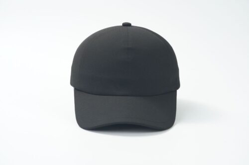 Custom seamless bonded baseball cap front view black stitch-free crown