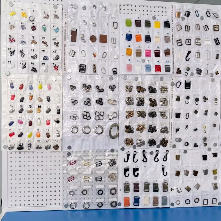 Hardware Sample Library Hardware sample library of moulded metal buckles and cap closure accessories